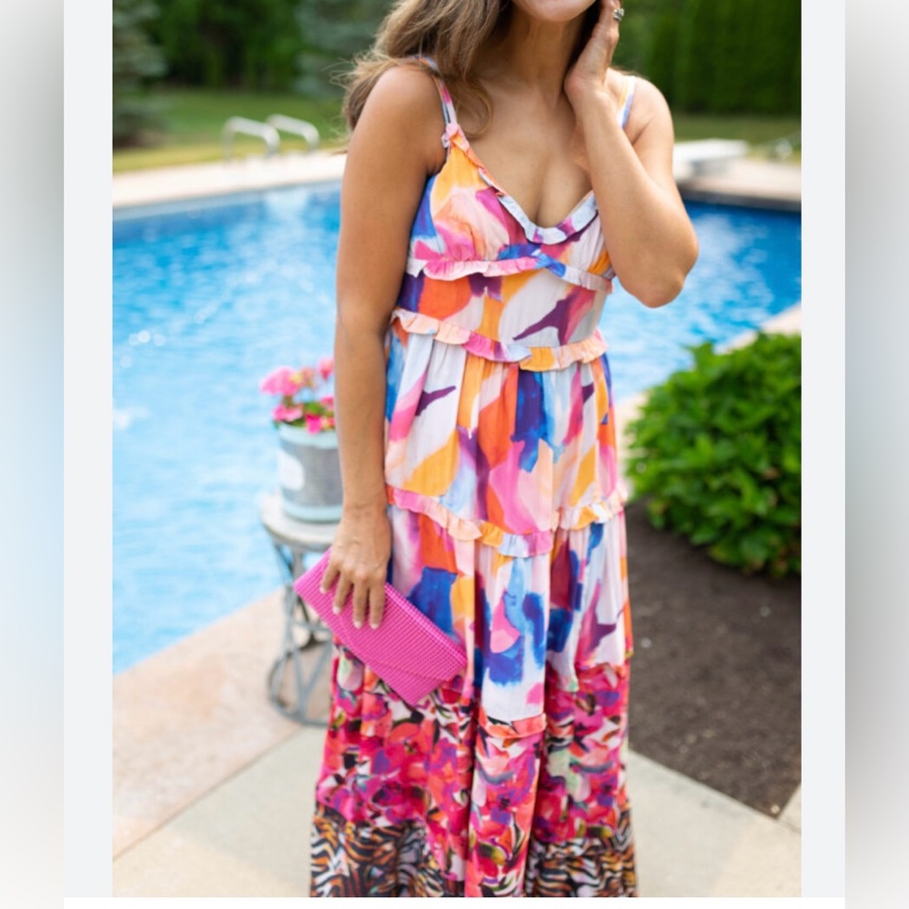 French Connection Isadora Delphine Tiered Maxi Dress Size 6 NWT🌸